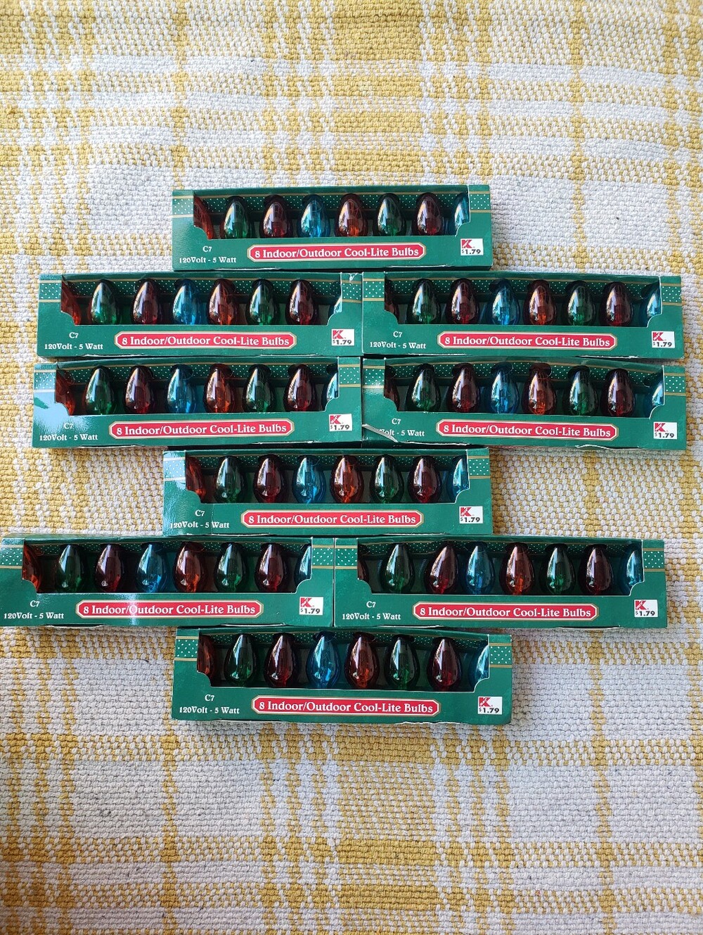 Vintage NOS Multicolor C7 Indoor/Outdoor Cool-Lite Bulbs 9x Pack of 8 (72 Bulbs)